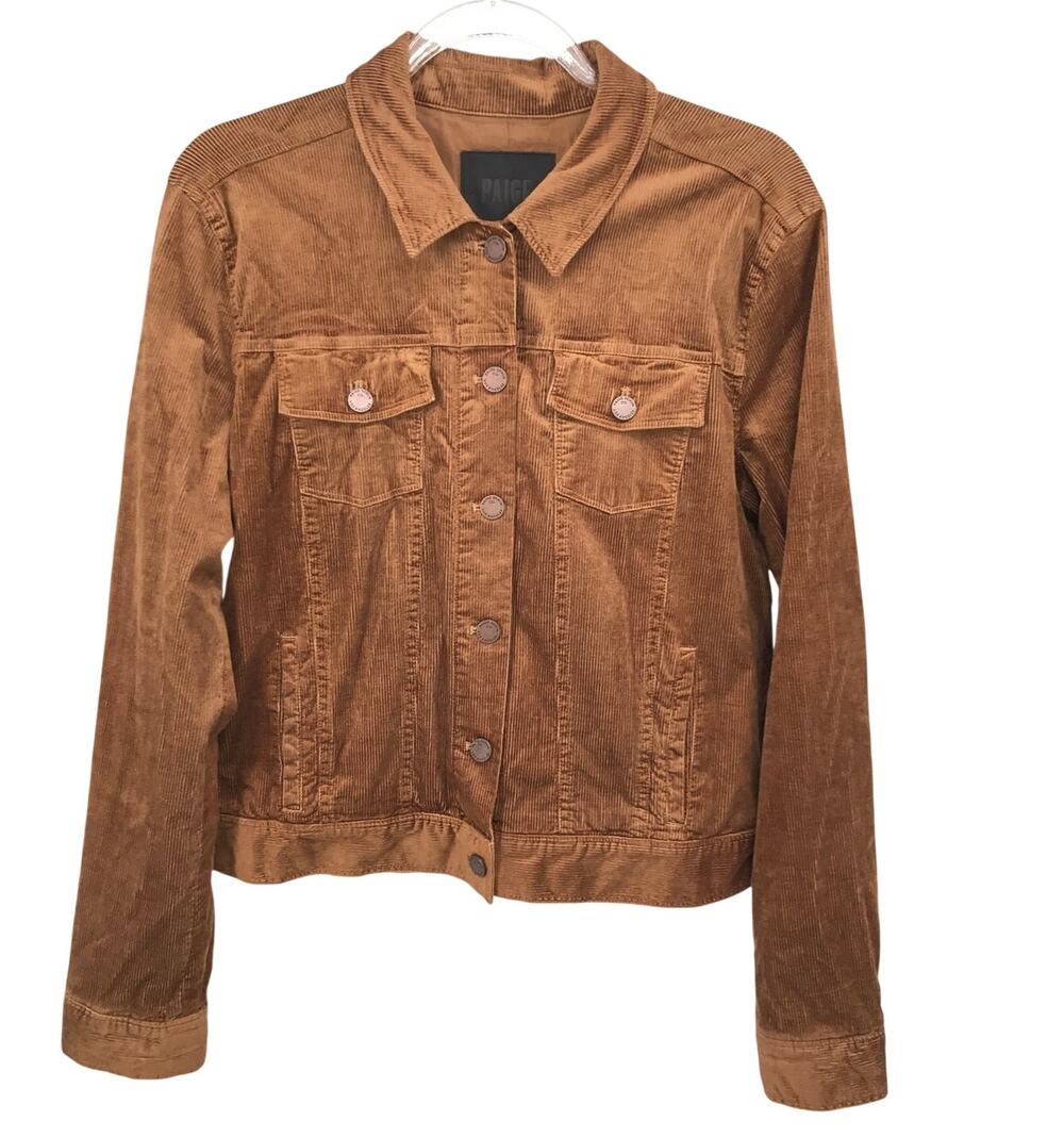 Paige Womens Brown Corduroy Button Down Jacket Size Large